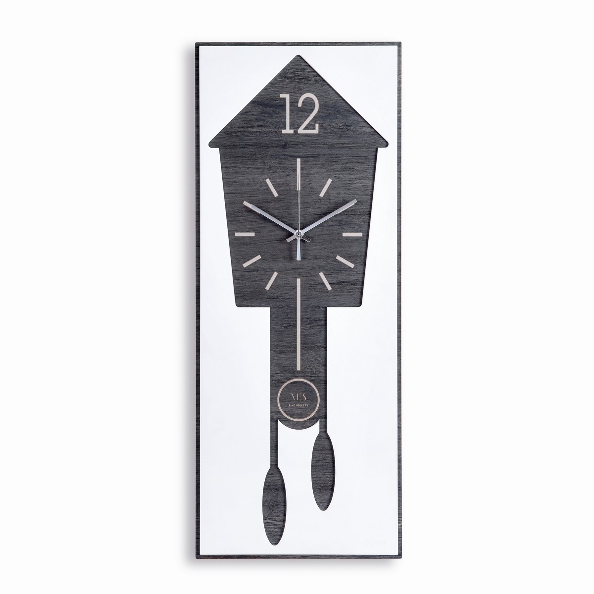 Ves Orologio da parete Kuku legno e Krion Black cm 24x60